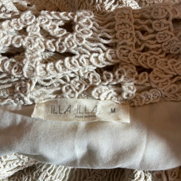 Illa Illa Cardigan Sweater Womens Medium Ivory Crochet Button Front Boho Cottage - Picture 5 of 10